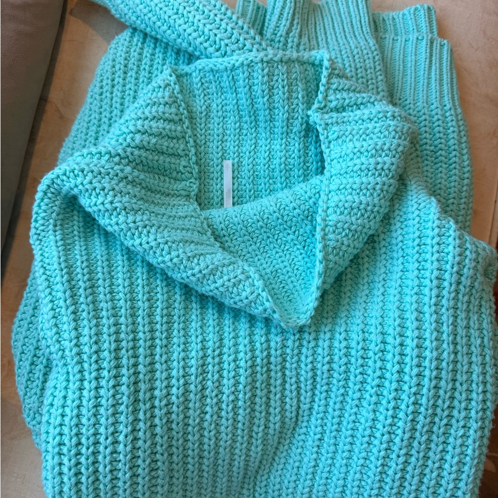 Free People Aqua Cowl Neck Sweater